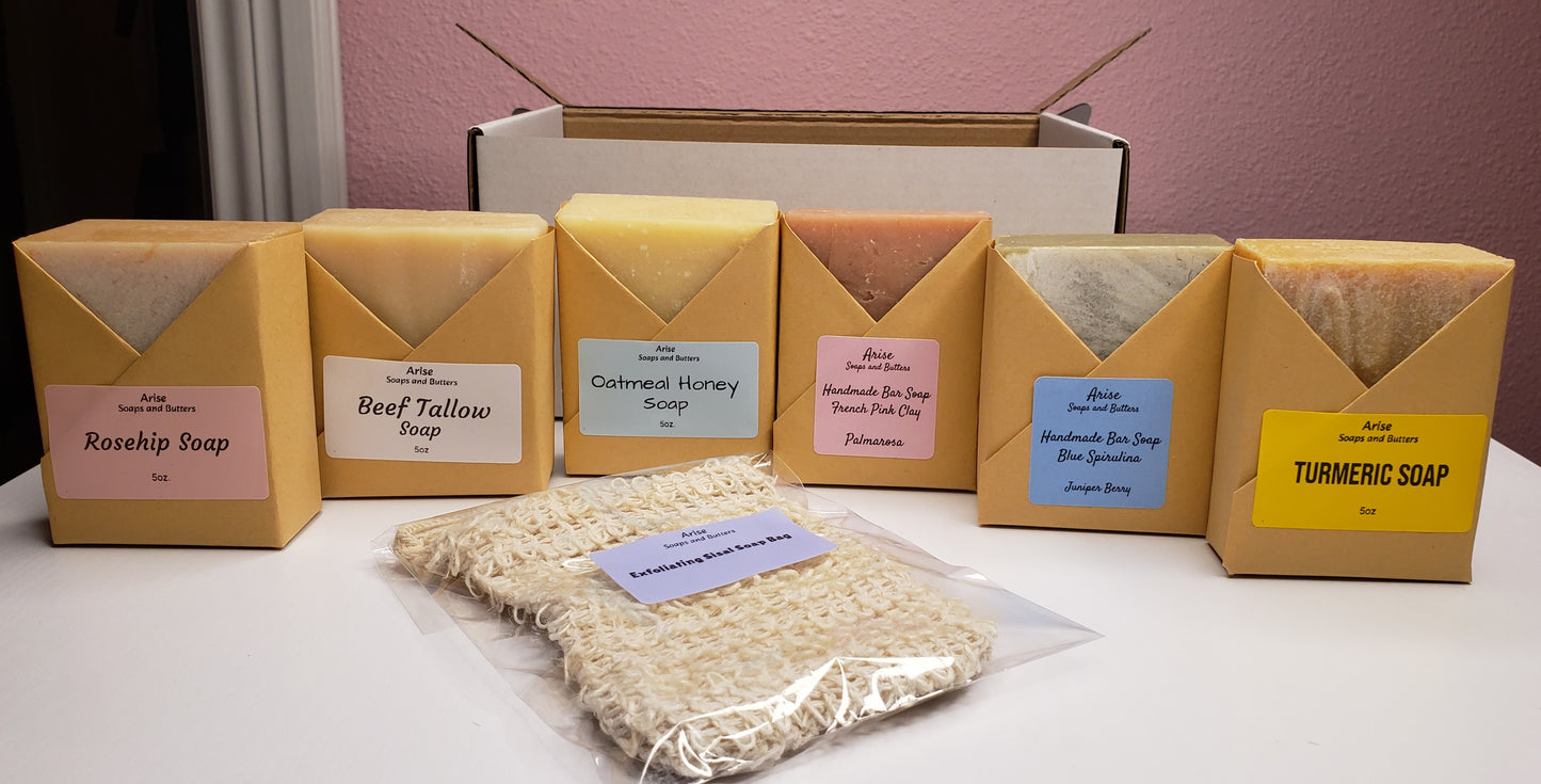 🌞 Summer Soap Bundle - 6 Soap Bars + FREE Soap Saver Bag